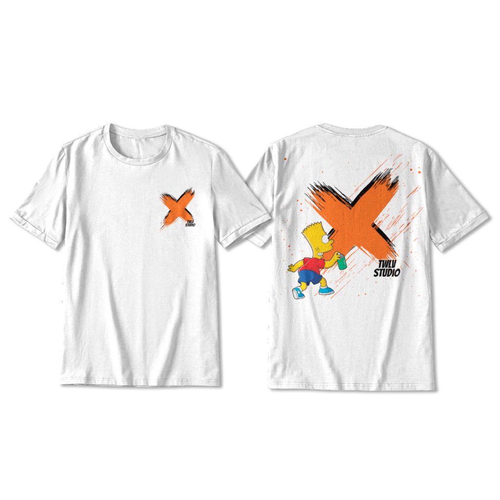KATUN TWLV STUDIO | เสื้อยืดตัวการ์ตูนขนาดใหญ่สําหรับเด็ก | Simsons X Bart Simsons เสื้อยืดลายการ์ตู