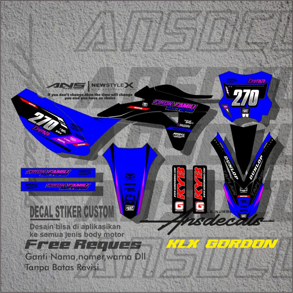 สติ๊กเกอร์รูปลอก KLX GORDON FULL BODY DECAL GORDON DECAL STICKER VARIATION KLX GORDON ฟรี REQUEST