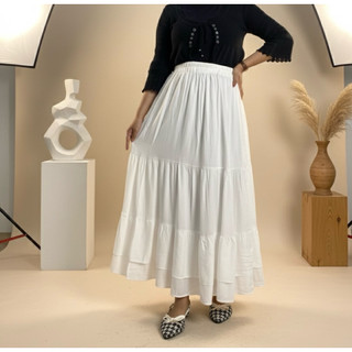 ANNYA KAWAI SKIRT ROK Ruffle flowy wanita cantik katun rayon