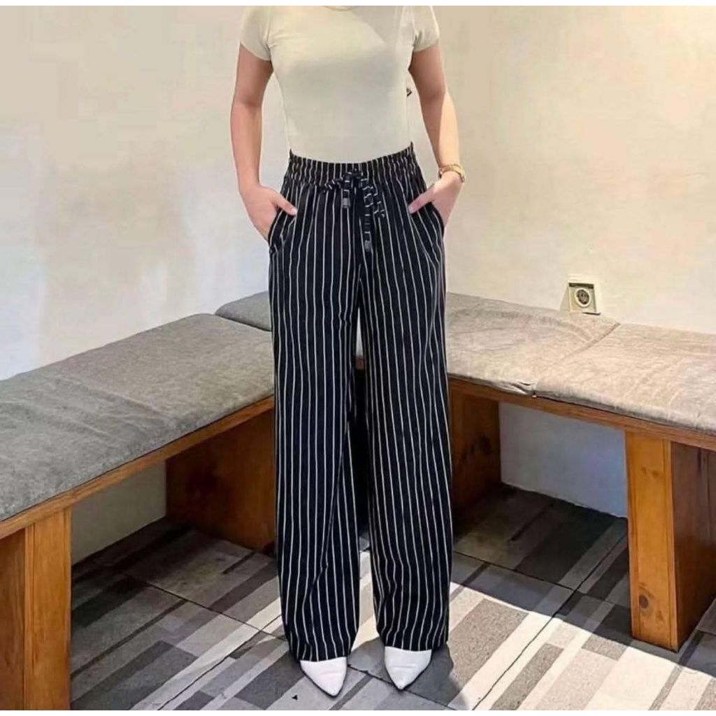 Everyday Pants Loose Pants Striped Knit Bangkok