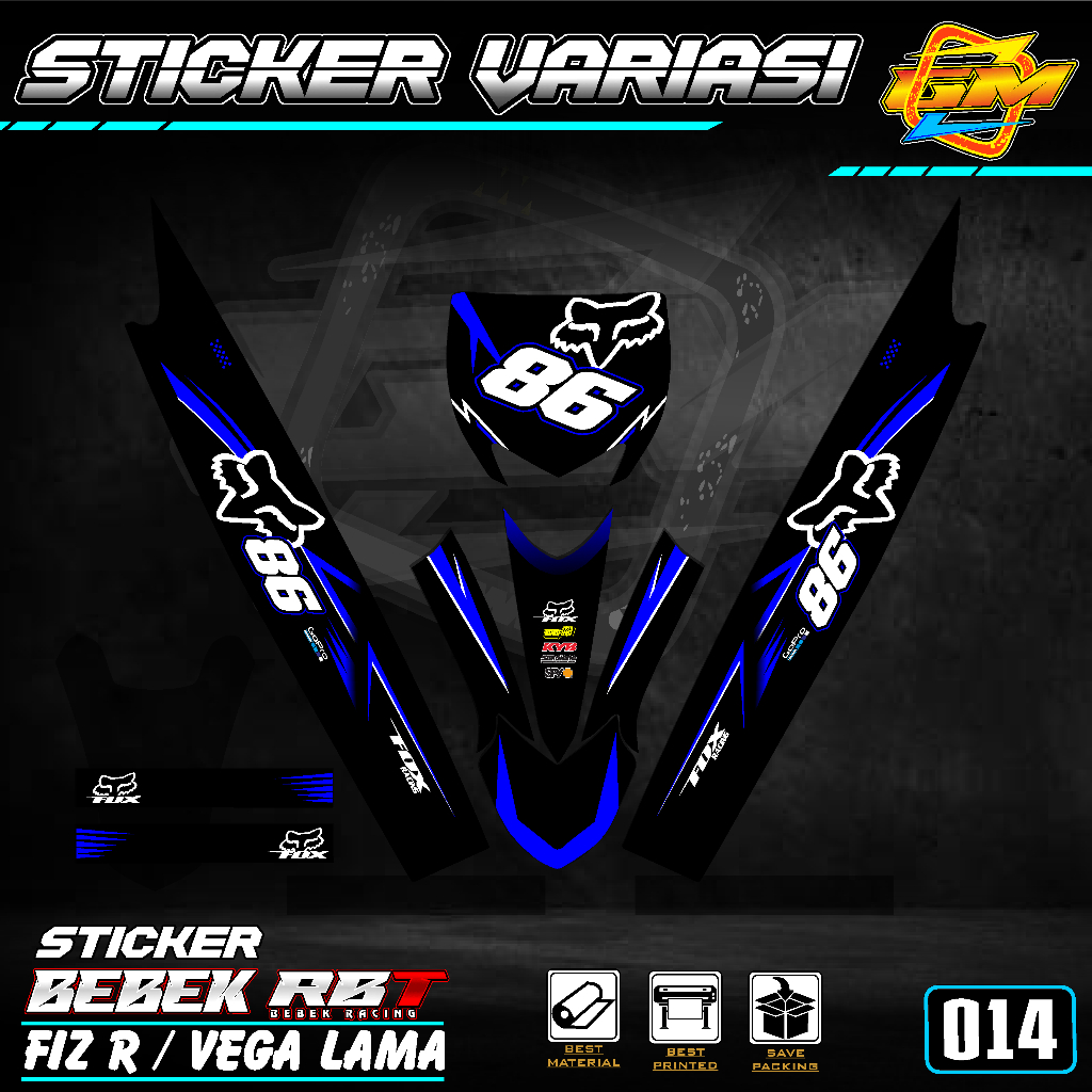 RBT MOTOR FIZ R/VEGA OLD Sticker F0X R4C1NG Motif, วัสดุคุณภาพ, กาวแข็งแรง, PNP 014