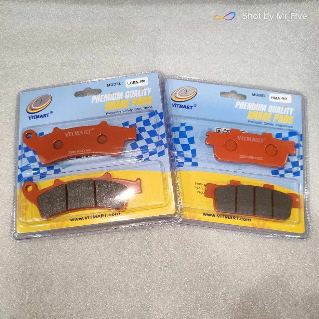 VITMART PRO LGE5-FR & HMA-RR ผ้าเบรคหน้าและหลังสําหรับ QJ Motor FORT 250i Flat Deck