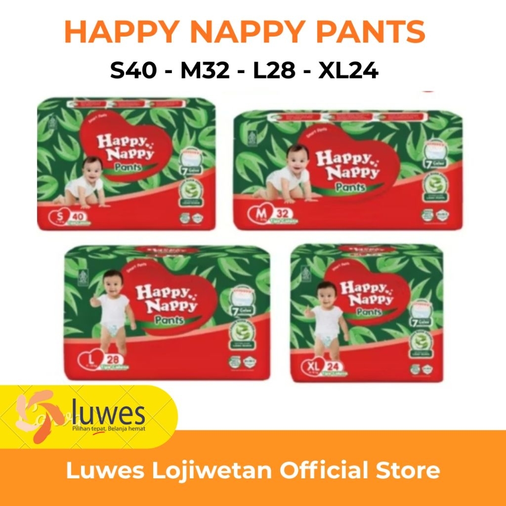 Happy Nappy Pants (แพ็คใหญ่) S40/M32/L28 - กางเกงผ้าอ้อมเด็ก