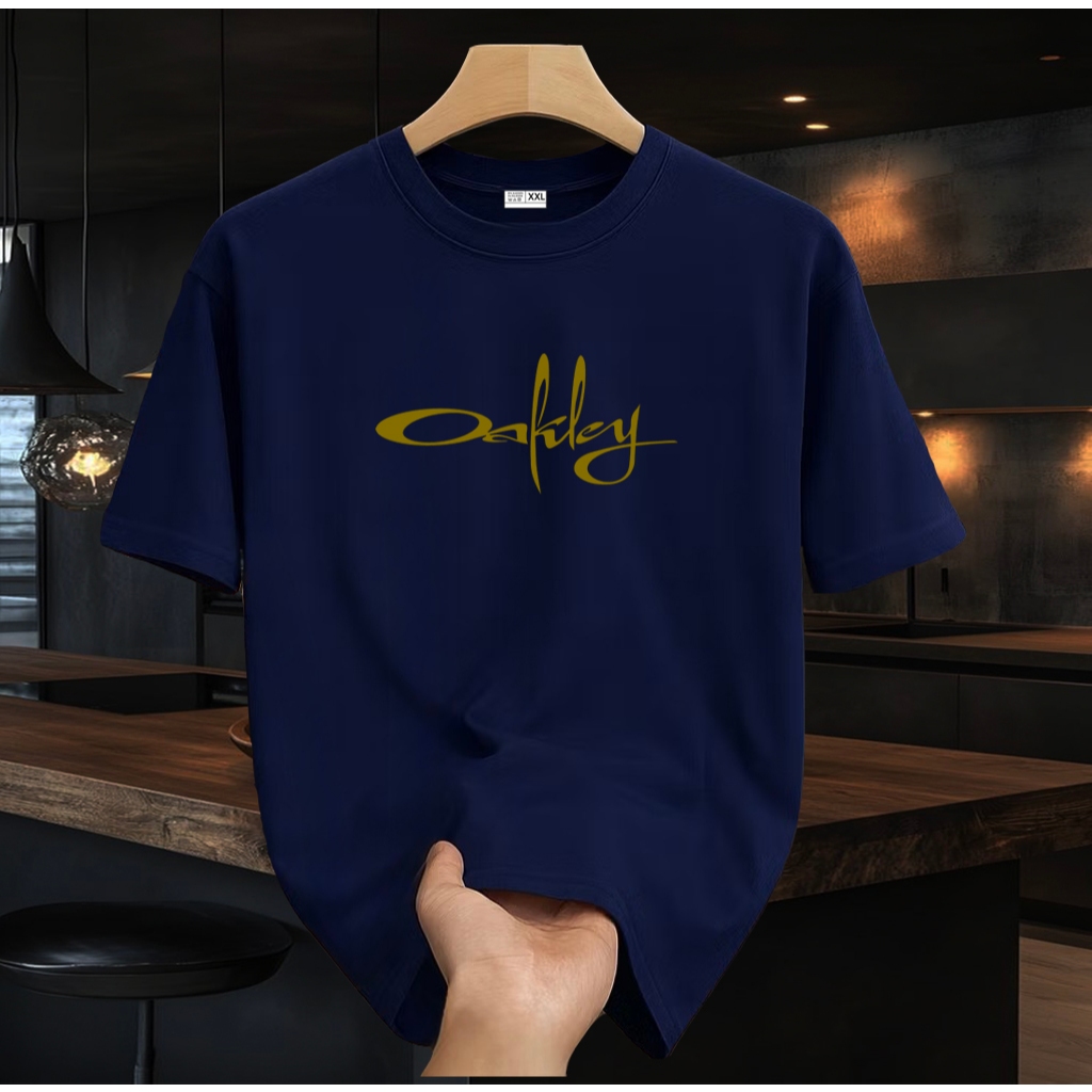เสื้อยืดแขนสั้นผู้ชายและผู้หญิง / เสื้อ Okley Gold / คุณภาพระดับพรีเมียม 24s Combed Cotton Distro เส