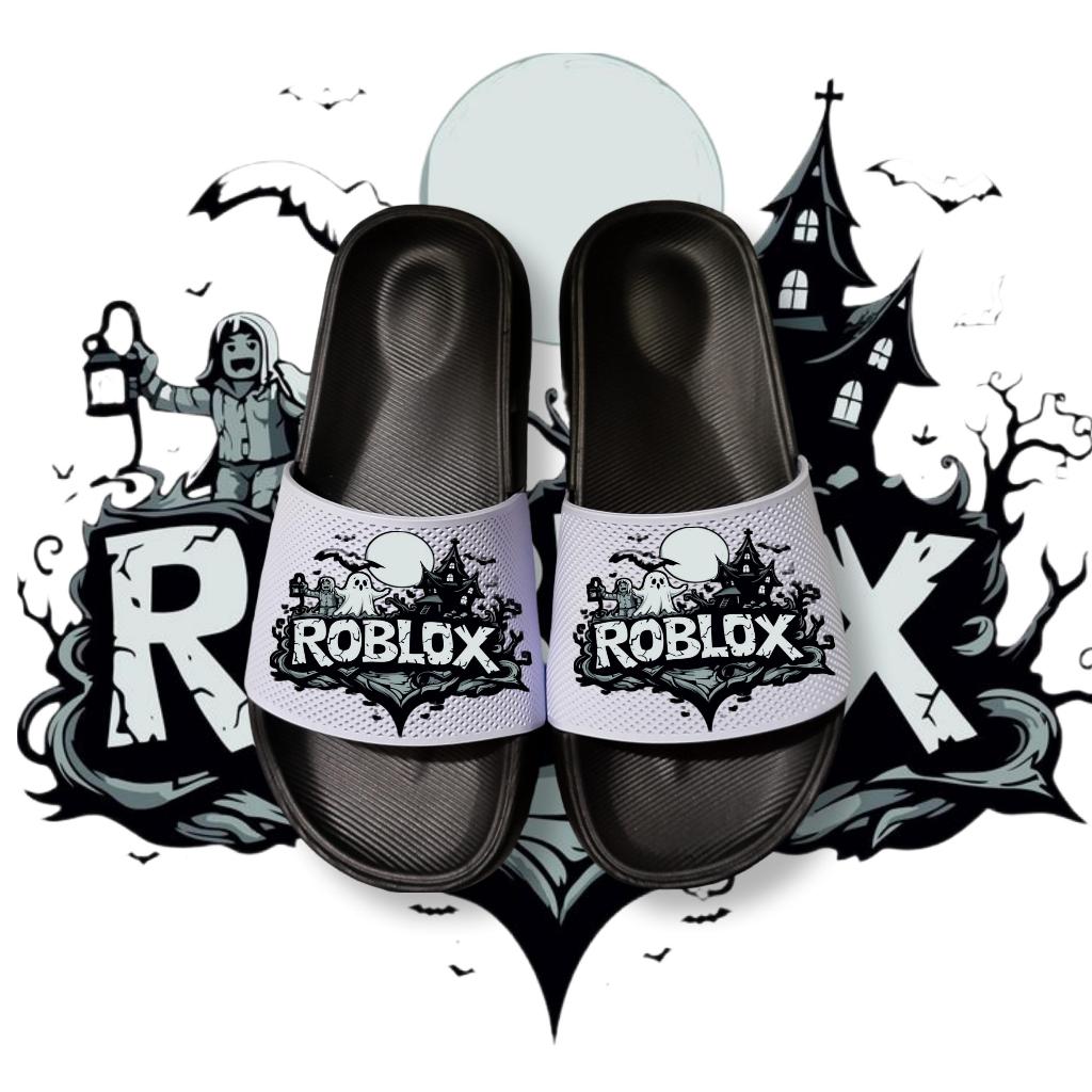 ROBLOX Ghost Premium Character Boys Slop Sandals อินเทรนด์ สวมใส่สบาย ไซส์ 26-40