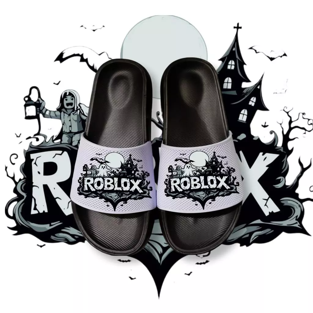 ROBLOX Ghost Premium Character Boys Slop Sandals อินเทรนด์ สวมใส่สบาย ไซส์ 26-40