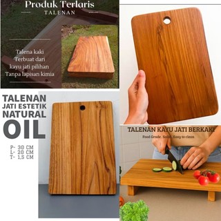 Wooden Telenan Kayu Jati Anti Jamur Aman untuk Makanan Ukuran 30x20 Ideal untuk Dapur dan Penggunaan Sehari-hari