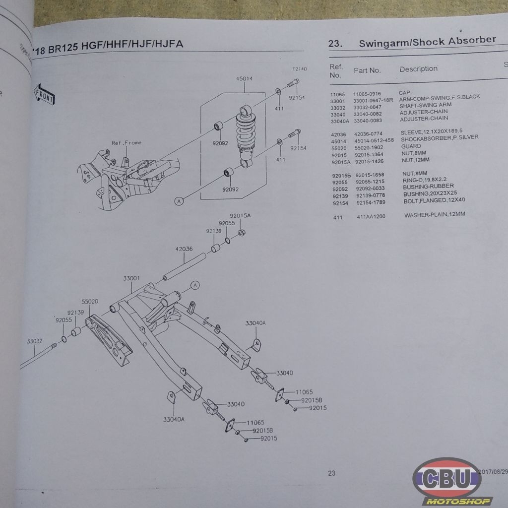 หายาก Kawasaki Z125 Pro 2016 2018 อะไหล่ Catalog Part Book
