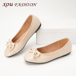 XOU FASHION Sepatu Flatshoes Wanita Kerja Casual Busur Elegan Lembut Dan Nyaman