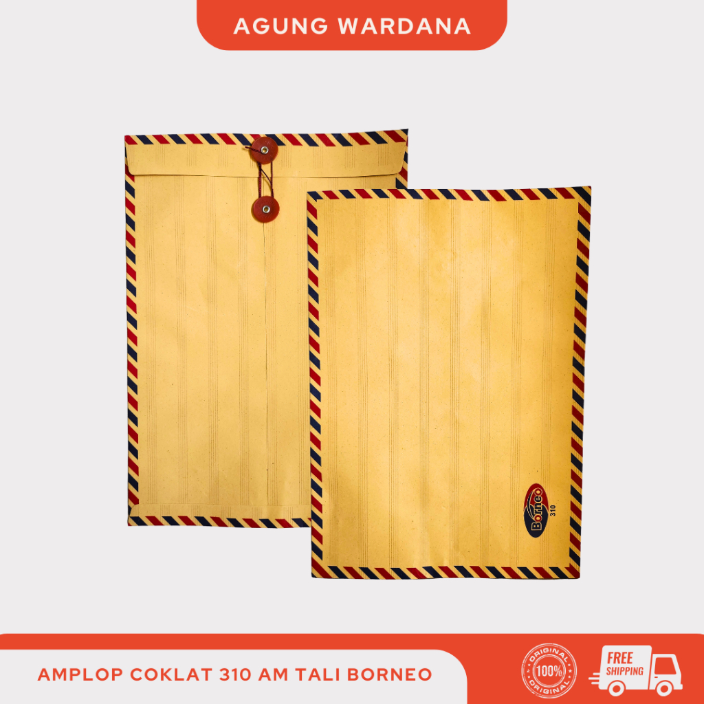 BORNEO BROWN ENVELOPE WITH STRAP 310 AM FOLIO SIZE