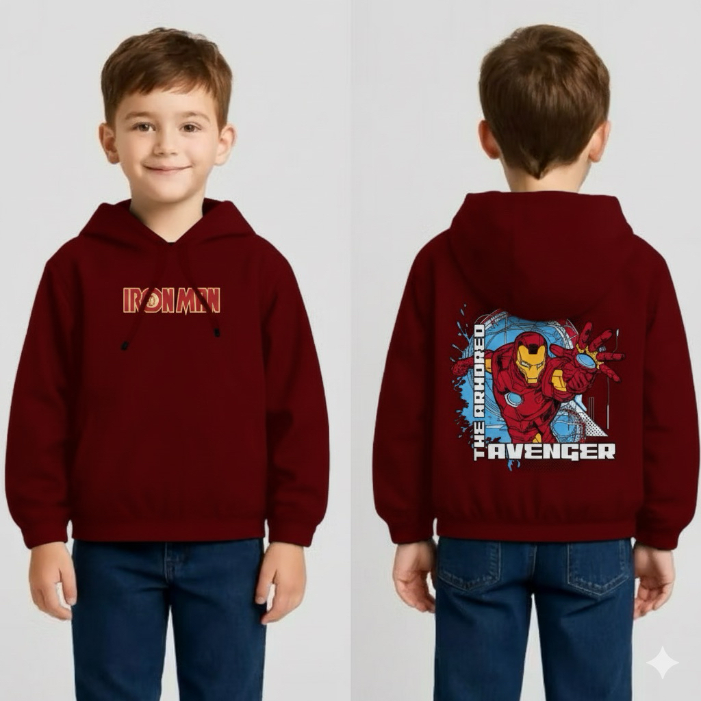 Babibkids9 เสื้อกันหนาวมีฮู้ดเด็กชาย Ironman 1-12 ปี