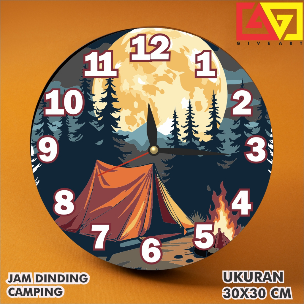 UNIQUE CAMPING WALL CLOCK / CLASSIC WALL CLOCK / WALL DECORATION WALL CLOCK 30x30cm GA50