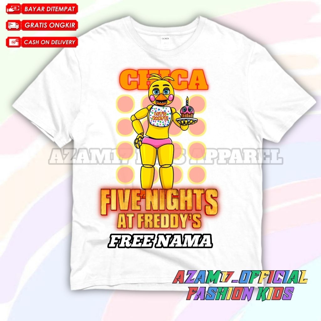 เสื้อยืดเด็ก เสื้อผ้าเด็ก Five Night At Freddy Chica Free Name / เสื้อยืดเด็ก Five Night At Freddys 