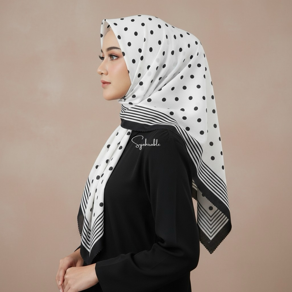 NEWEST MOTIF VOAL HIJAB/ DENAY POLKA BLUE SEA MOTIF/SQUARE POLKA MOTIF VOAL HIJAB/ใหม่ล่าสุด SQUARE HIJAB/SQUAREB