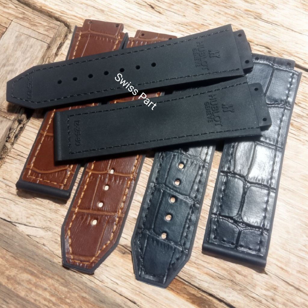 Hublot Buckle 22MM สีดํา, สายนาฬิกาหนังสีน้ําตาล - สายนาฬิกา Hublot Geneve, Big Bang