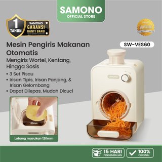 SAMONO Alat Pemotong Sayur Elektrik VES60 Food Slicer Serbaguna Pengiris Otomatis Cepat Praktis Tanpa Tenaga 3 in 1 Mata Pisau Potongan Gelombang Halus Panjang Mesin Pengolah Sayuran Hemat Waktu Dapur Modern Material Kokoh Premium Design Ergonomis