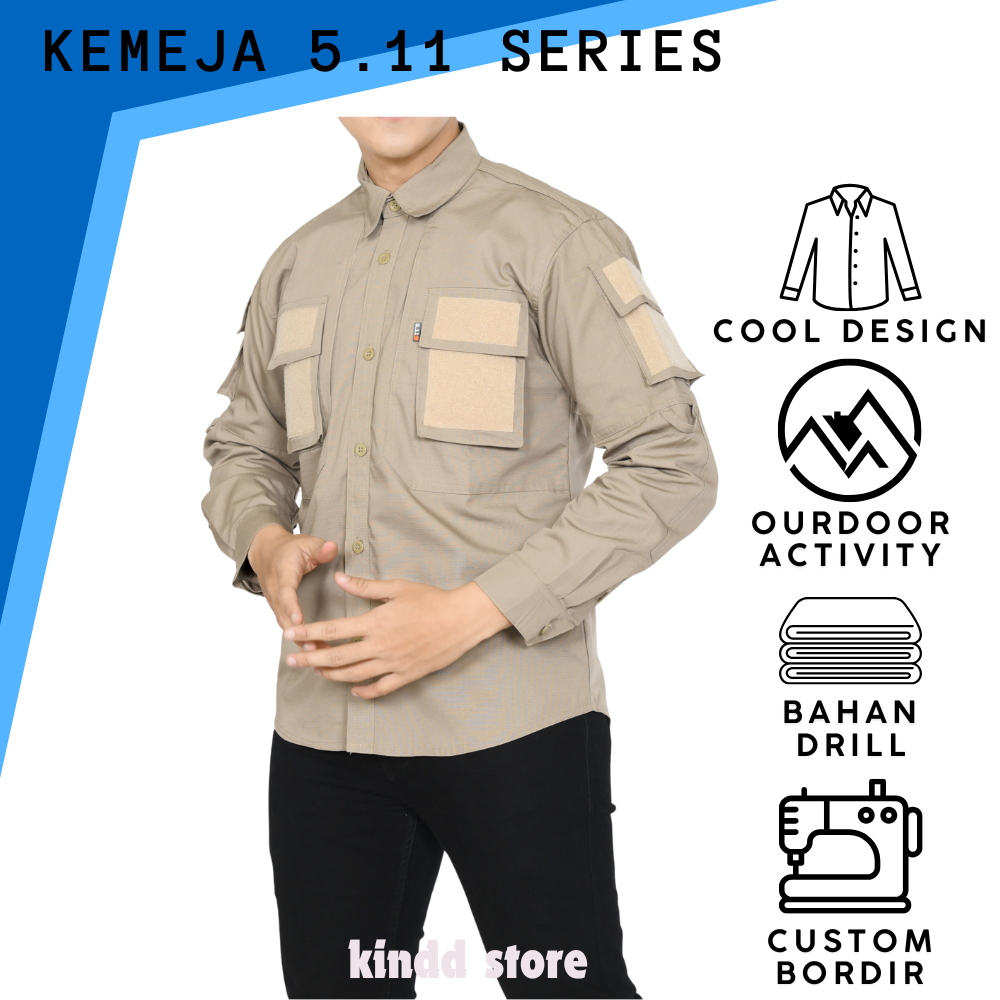 KEMEJA Tactical 511 Velcro เสื้อเชิ้ตแขนยาว/เสื้อเชิ้ตทํางานสนามกลางแจ้งสําหรับผู้ชาย