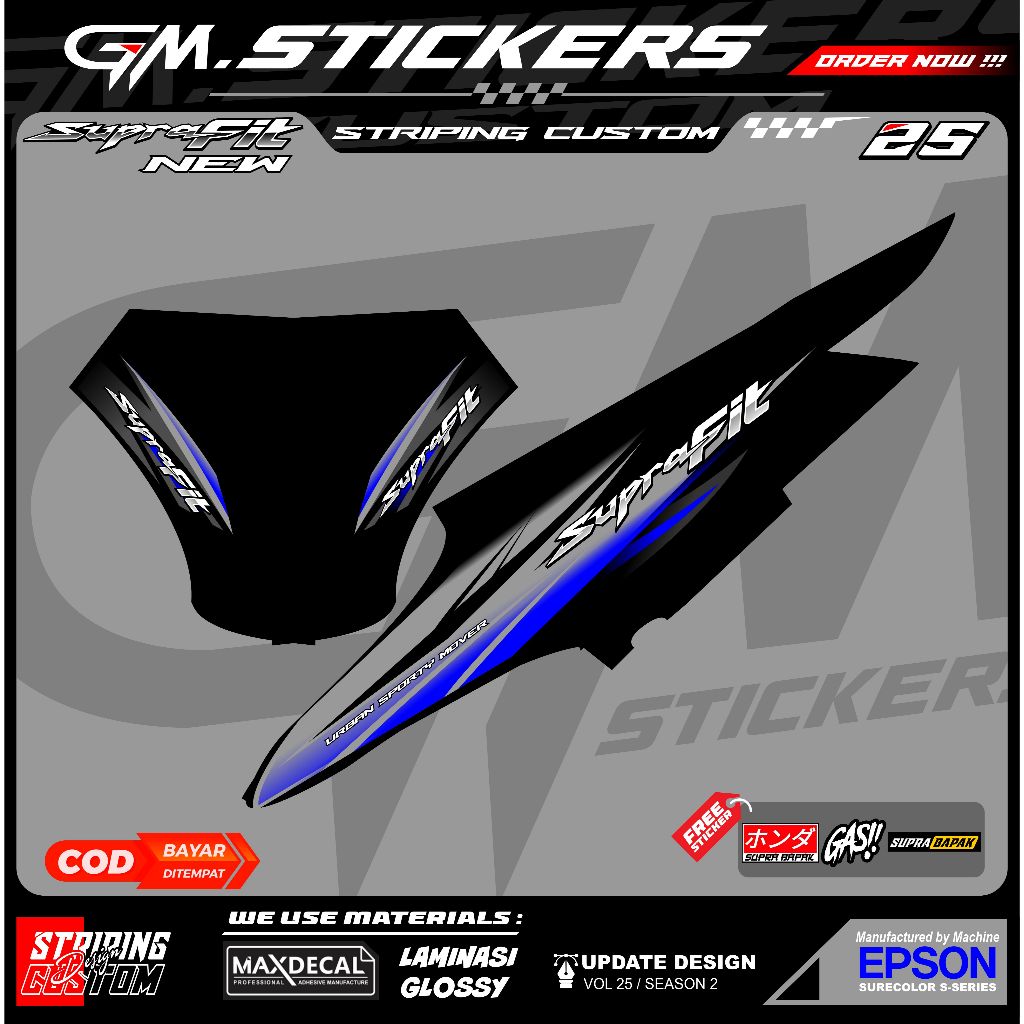 HONDA SUPRA FIT NEW STYLE THAILAND WAVE K8 VARIATION STICKER STRIPING
