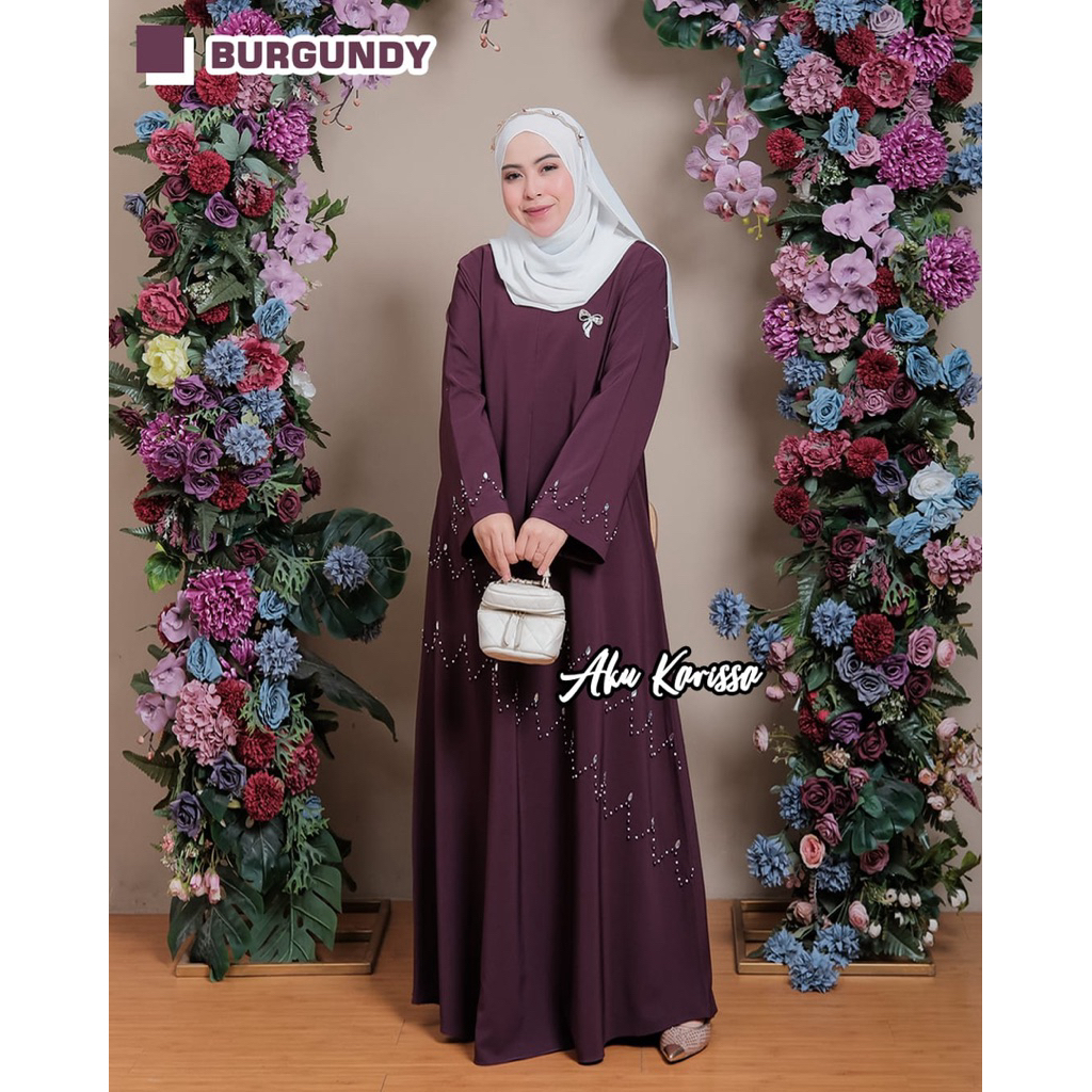NASYIFA MUSLIM ABAYA DRESS BY AKU KARISSA MATT YUNARA MIX SEQUIN APPLICATION FASHION HIJABSTYLE BUSU