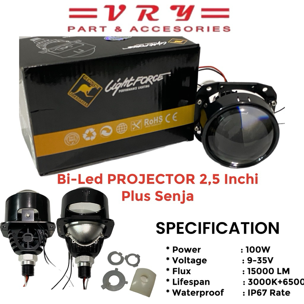 Light Force LF-A60 Bi-Led โปรเจคเตอร์ไฟหน้า 2.5 นิ้ว Spotlight Plus พัดลมระบายความร้อน