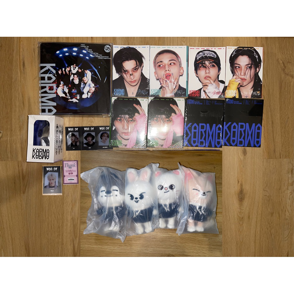 Merchandise skz karma Album (karma ver/limited), 2 compact ver, skzoo ver, 4 pc noeasy, skzoo plush 