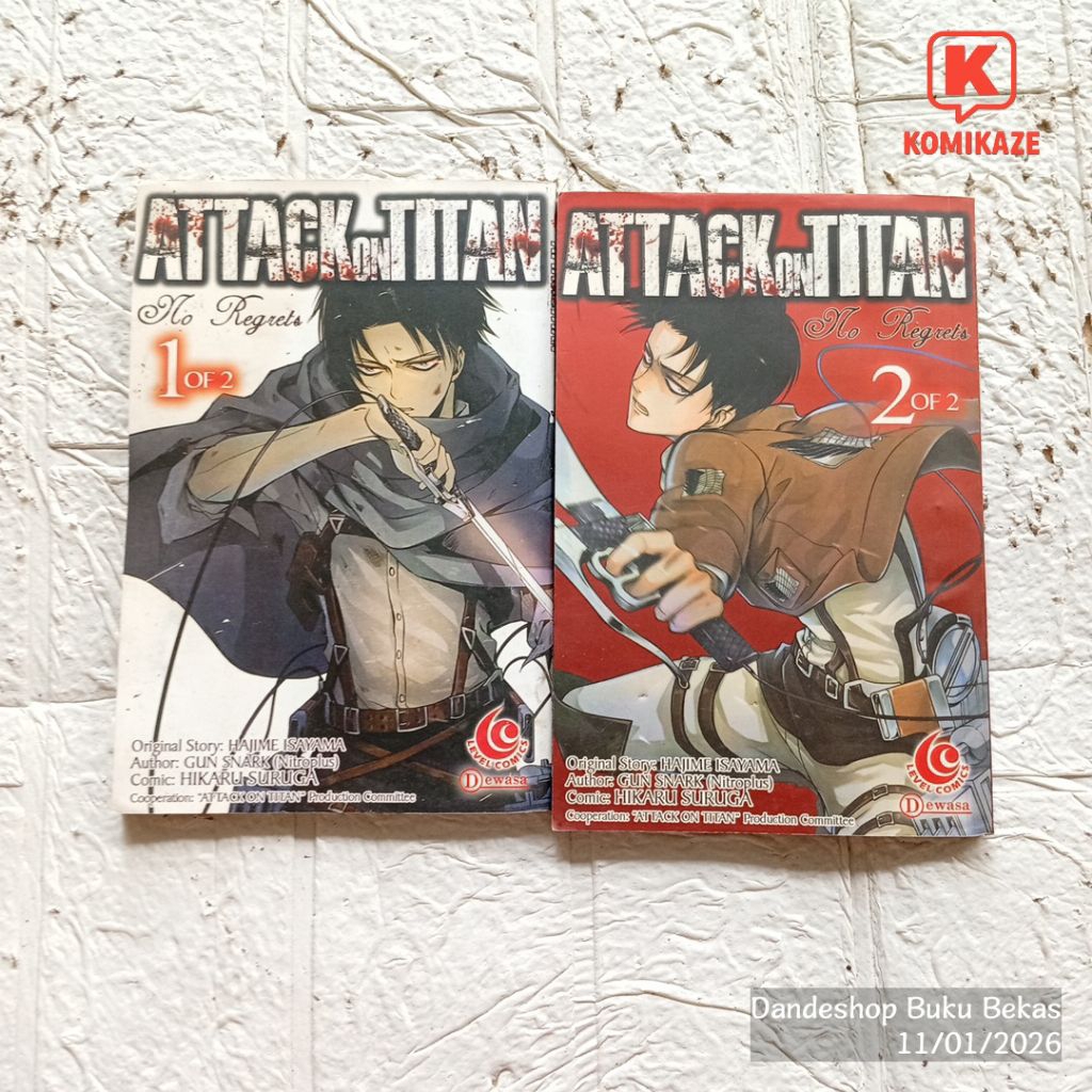 (SET 1-2) Attack on Titan No Regrets โดย Hajime Isayama - การ์ตูนมังงะมือสองต้นฉบับ