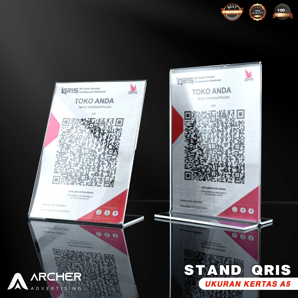 อะคริลิค QRIS STAND TENT HOLDER A5 DISPLAY MENU A5 Portrait