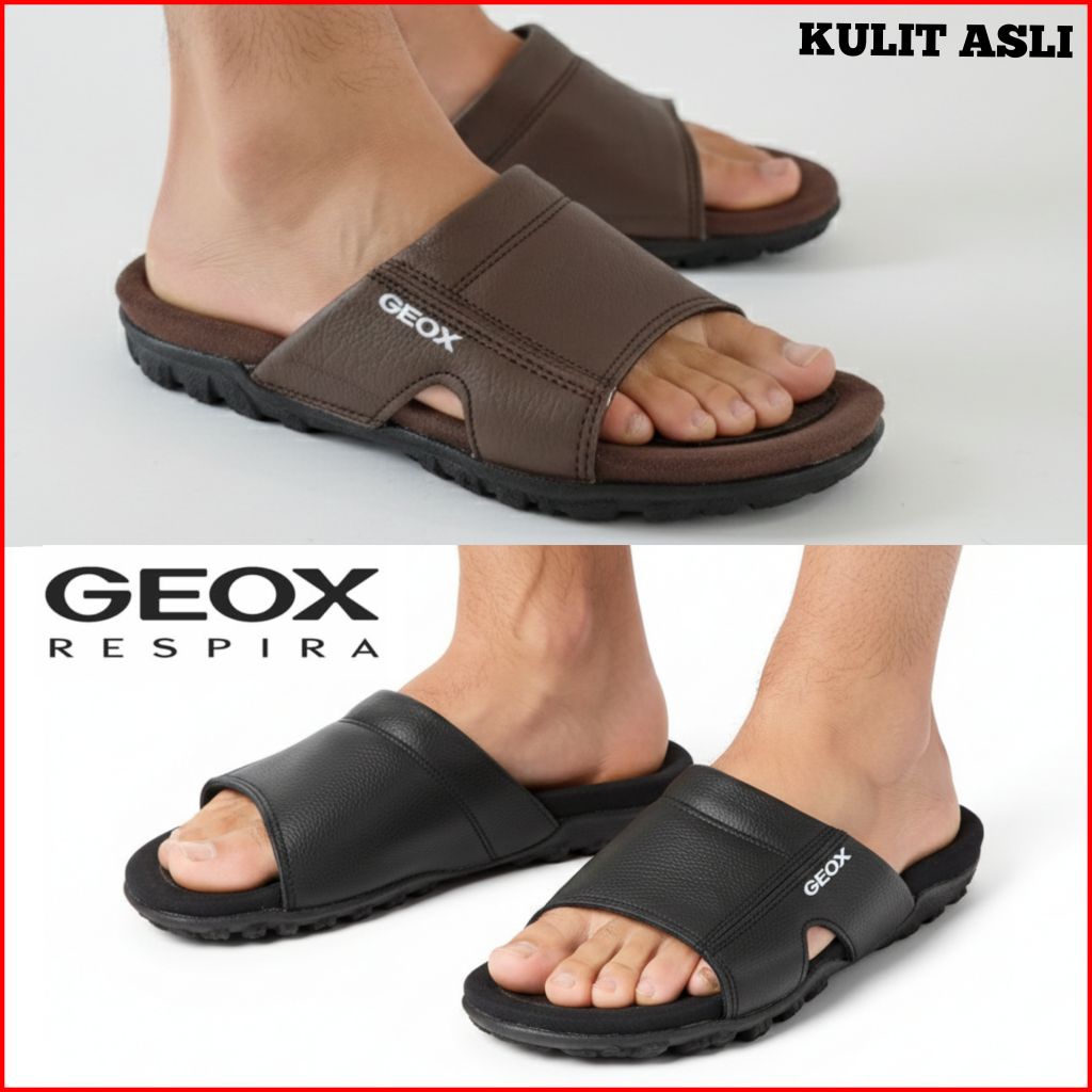 GEOX รองเท้าแตะหนังแท้สําหรับผู้ชาย / รองเท้าแตะลําลอง FORMAL สําหรับผู้ชาย / รองเท้าแตะ EID SLIDE ส