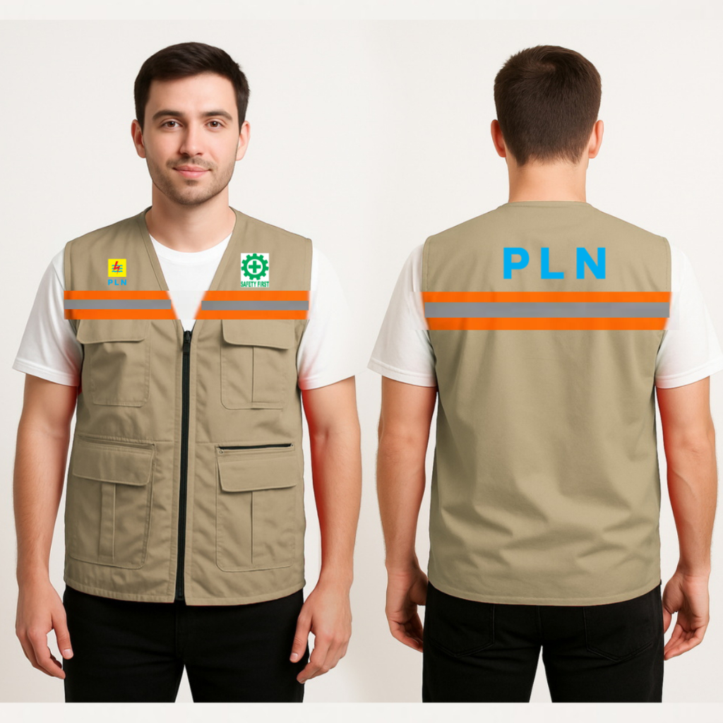 Safety First Vest Project Vest, Safety Vest, Work Vest Taslan Vest Distro PLN K3 Safety Original Hik