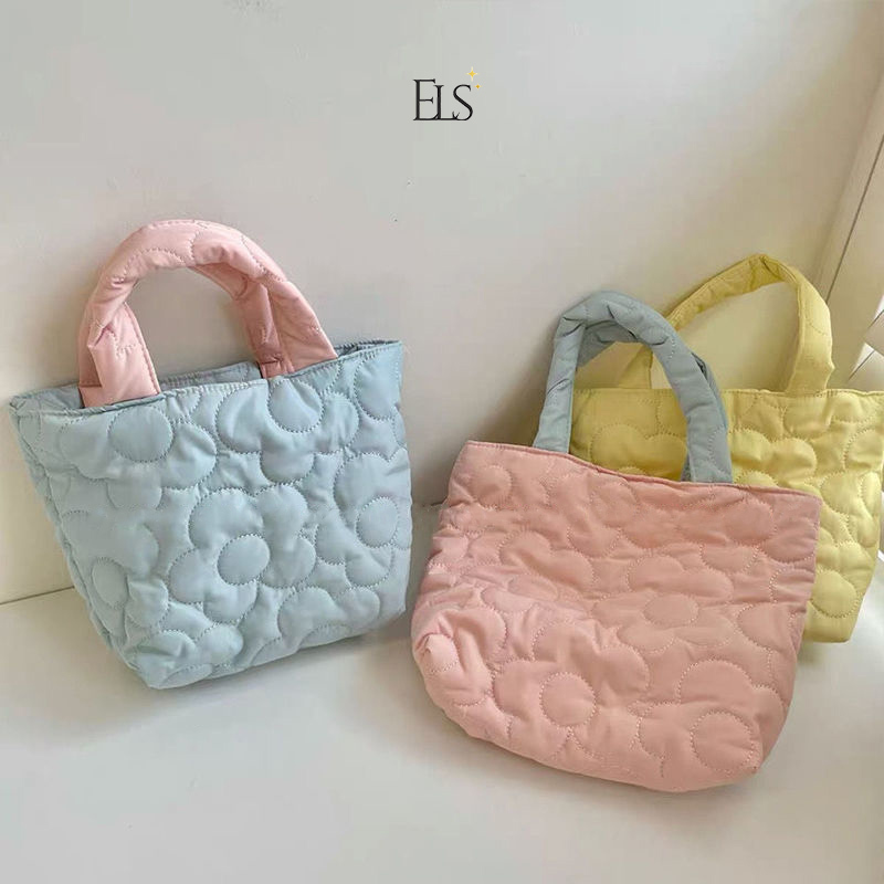 ELSA Premium Puff กระเป๋าถือเกาหลี / กระเป๋าโท้ตขนาดเล็ก Puffy Love สีพาสเทล / กระเป๋า Mukena แบบกํา