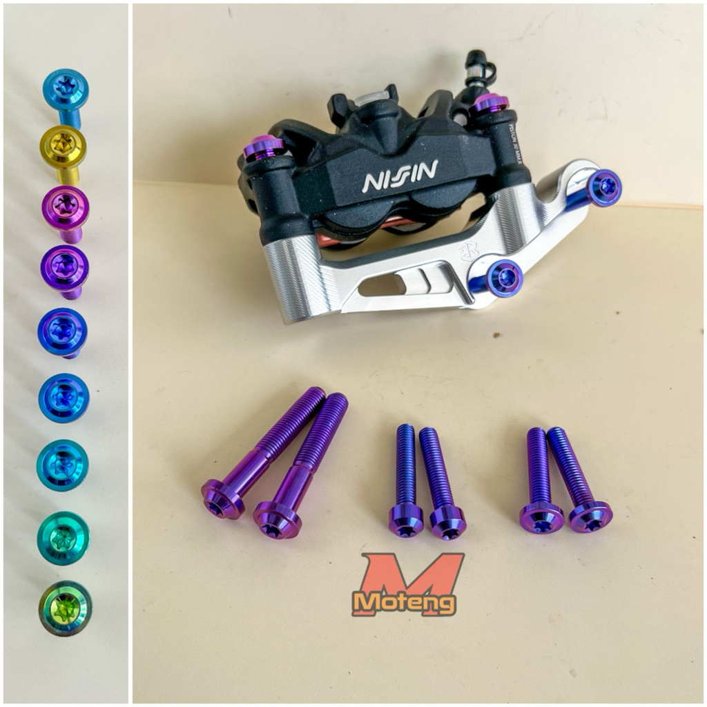 4P Caliper Bolts M10x45 M10x60 & Original Ninja M8x40 ไทเทเนียมด้านล่าง Shock Bracket Bolts