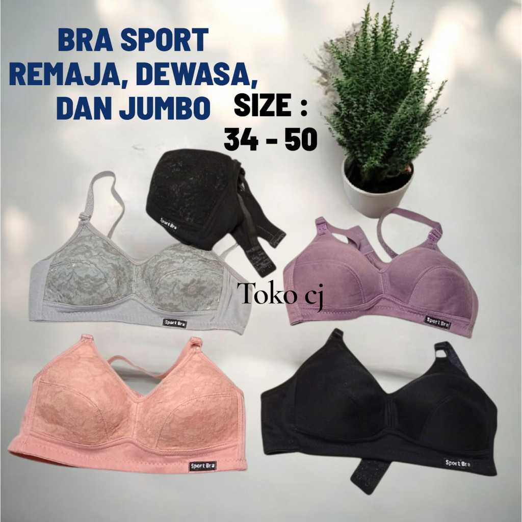 3 ชิ้น SPORT Bra SIZE 34 - 50 Teen Adult Bra / Jumbo Bra ไม่มีลวด