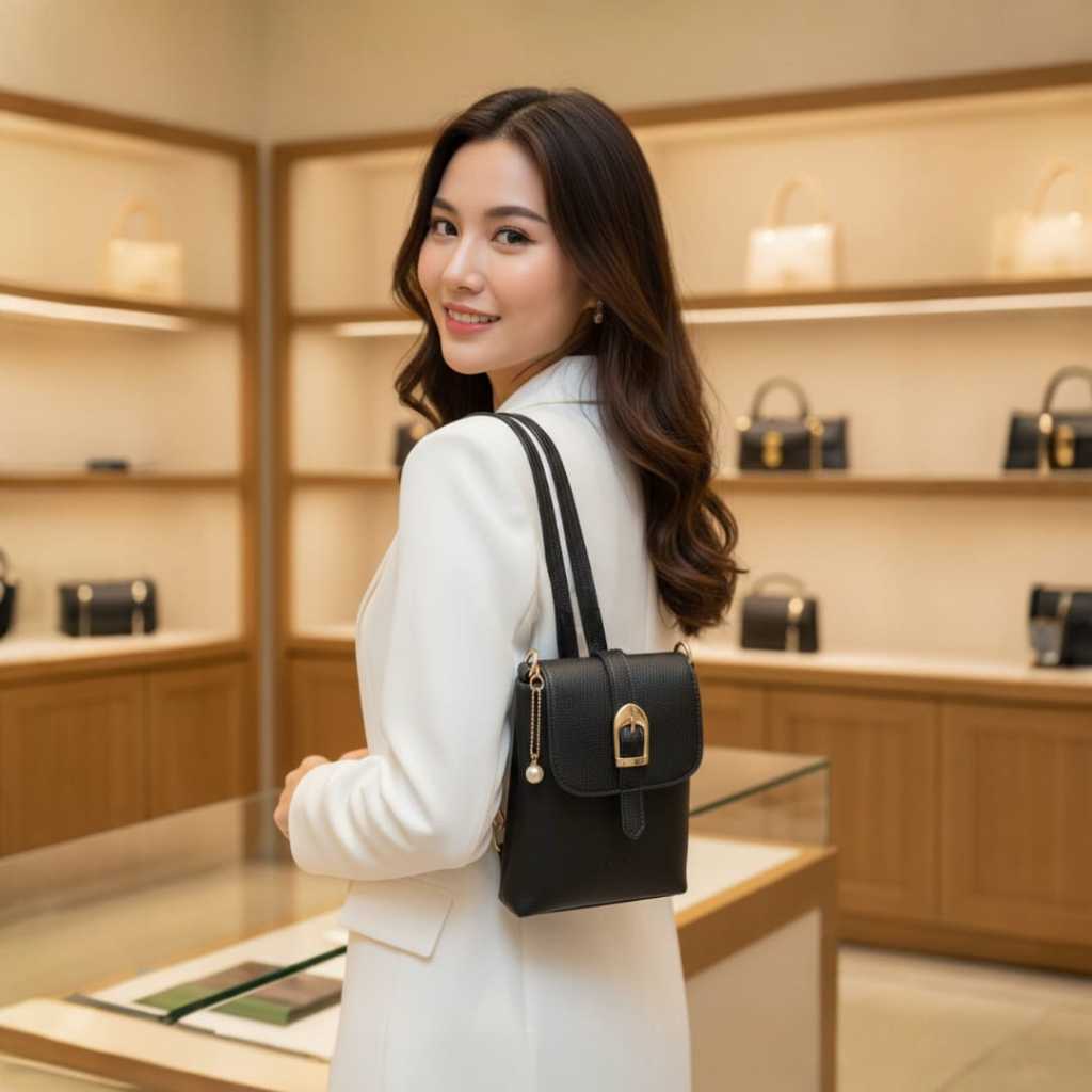 GANTUNGAN Cataya กระเป๋าสะพายไหล่ 2-in-1 สําหรับผู้หญิงกระเป๋าสตางค์หนังสีส้มหนานุ่มระดับพรีเมียม แถ