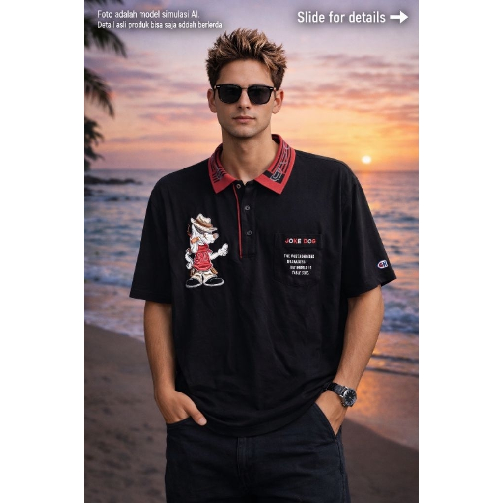 (New one) เสื้อโปโล JOKE DOG 0R1 ไซส์ L oversize fit XL (P70 x L60)