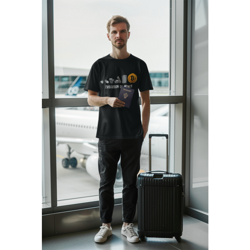 เสื้อยืด EVOLUTION OF MONEY / BITCOIN / BTC / CRYPTO CURRENCY / BITCOIN เสื้อยืด