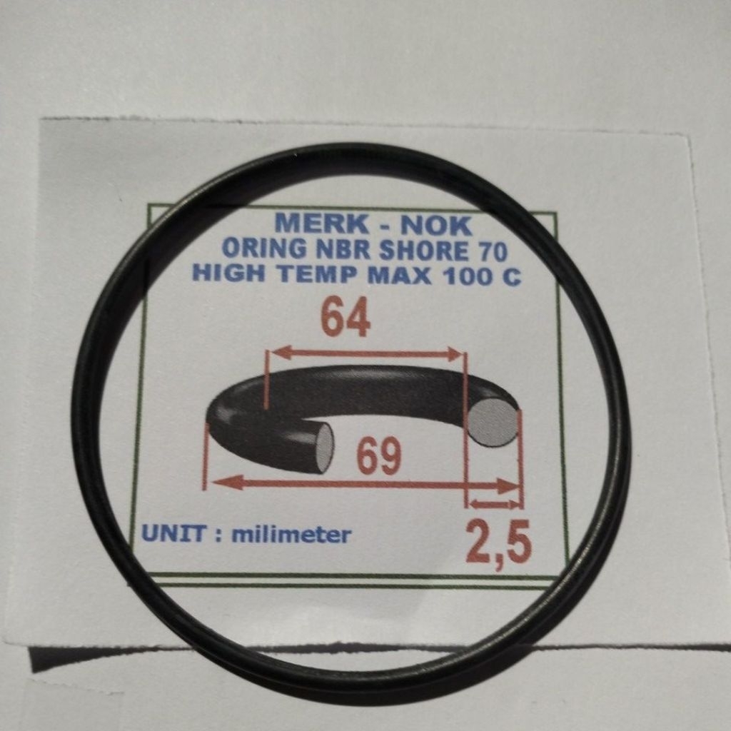 Oring 2.5 x 64 x 69 mm NBR hore 70 max temp 100 ทนน้ํามัน NOK