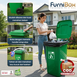 Tempat Sampah Besar / Tong Sampah JUMBO HDPE (100,120 & 240Liter + Dengan Roda Kuat) Tahan Cuaca, Outdoor