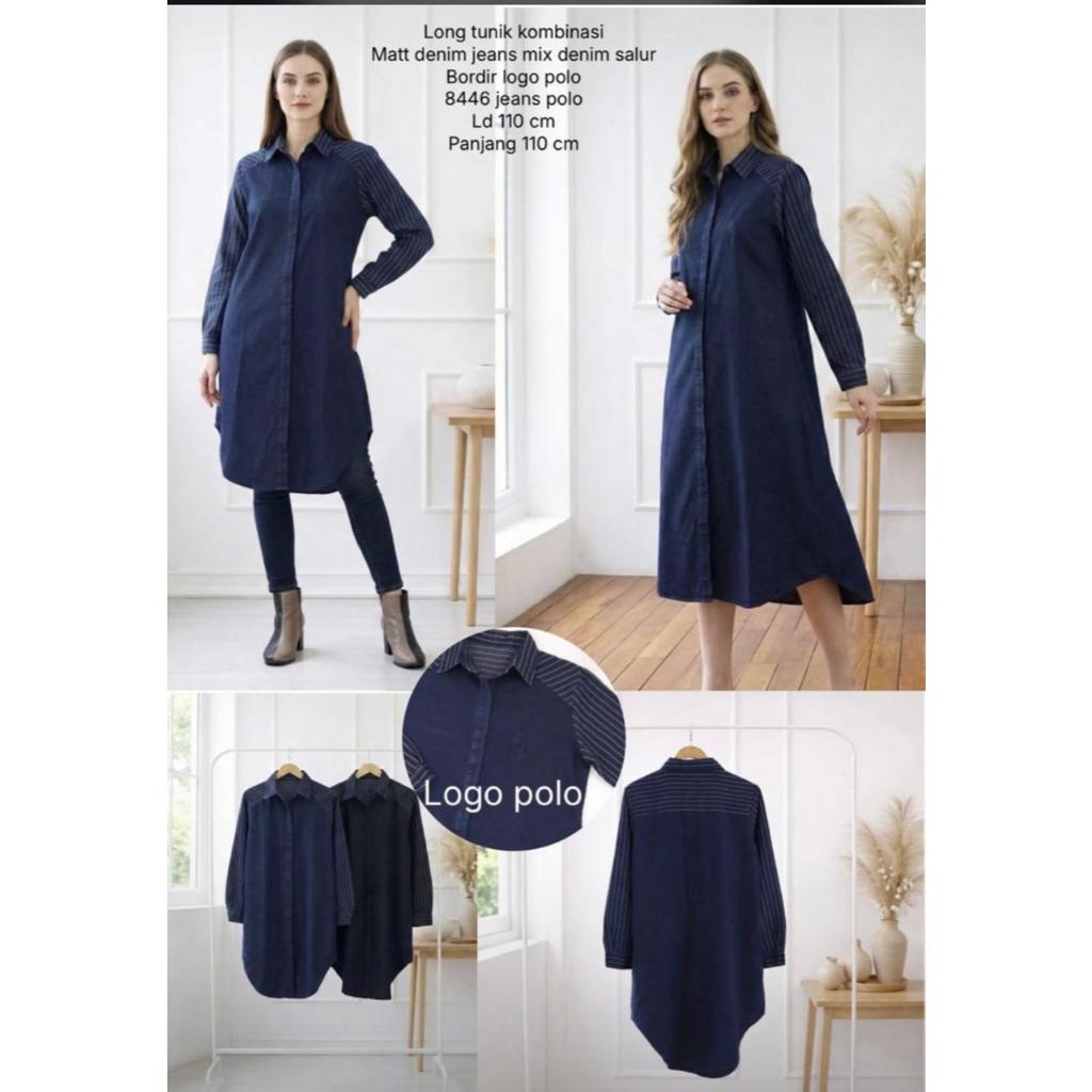 LONG TUNIC COMBINATION DENIM JEANS X DENIM STRIPE LONG TUNIC COMBINATION DENIM JEANS X DENIM STRIPE 
