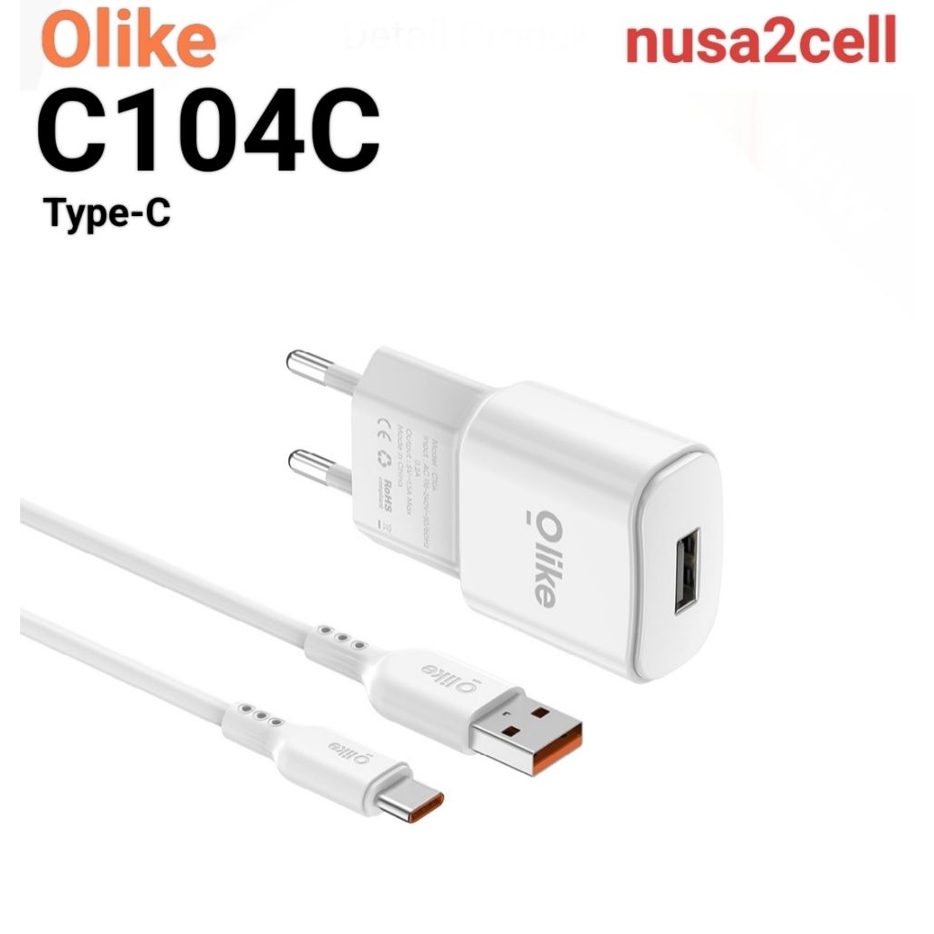 OLIKE C104 Power Adapter Charger 1.5A plus Cable C104 Micro USB / C104C Type-C