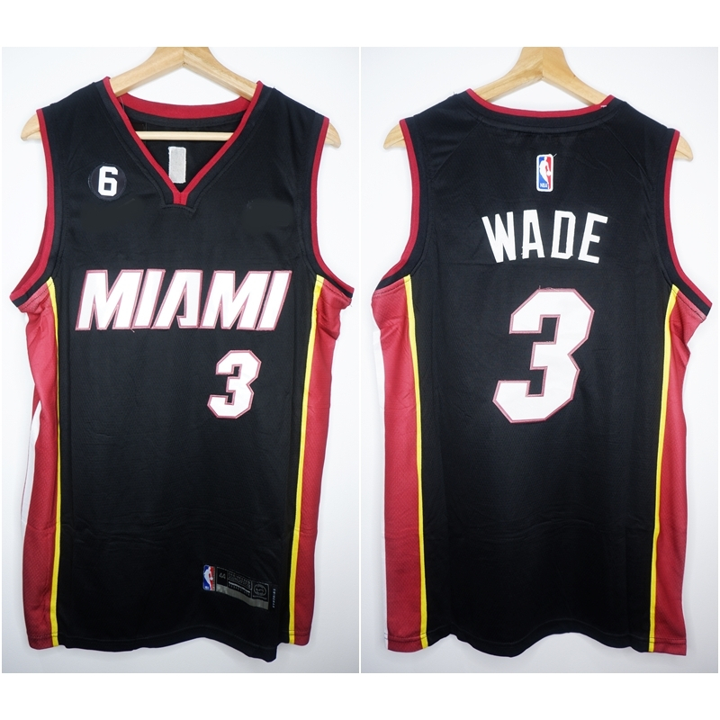 นําเข้าเสื้อบาสเก็ตบอลระดับพรีเมียม MIAMI 3 DWYANE WADE HONOR 6 BLACK 22/23
