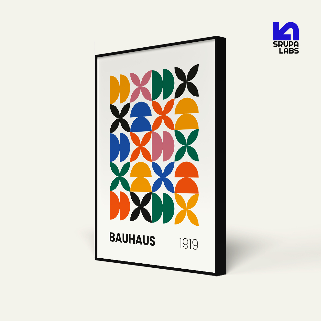 Bauhaus Playful Geometry Frame & โปสเตอร์ MDF 40x60 ซม | 30x40 ซม | 20x30 ซม