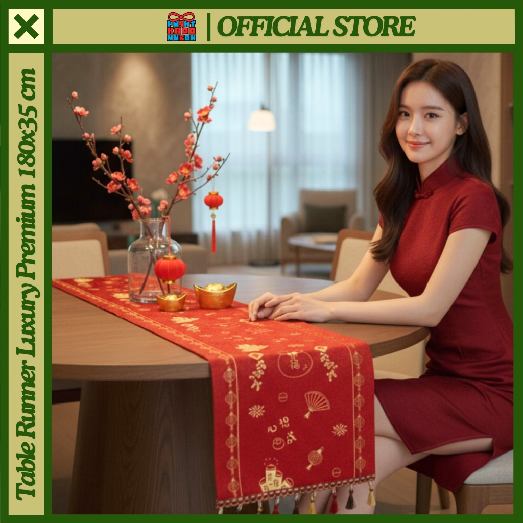 Luxury Premium Table Runner CNY ตรุษจีน Oriental Series ตรุษจีน 180x35 และ 200x35 ซม. - ศูนย์ของขวัญ