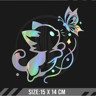 COOL STICKERS แมวน่ารักตัวแปร BUTTERFLY CUTTING STICKERS MOTORCYCLE CAT CUTE