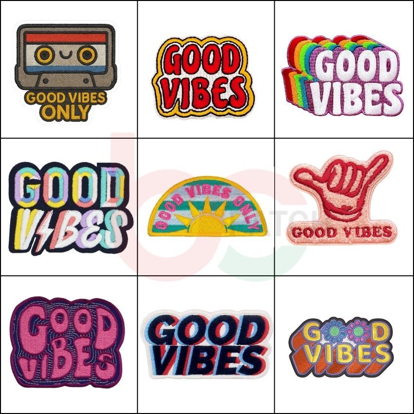 BCP VOL-01 GOOD VIBES เฉพาะโลโก้ PATCH คอมพิวเตอร์ EMBROIDERY BADGE COLLECTION สีเต็ม 7-8 ซม.
