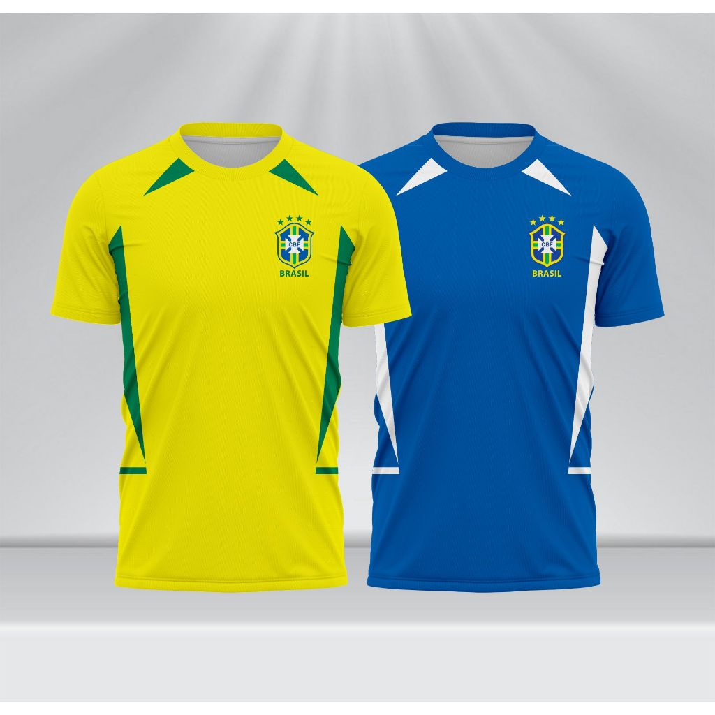 เสื้อเจอร์ซีย์ Brazil Home Away 2002 การพิมพ์เต็มรูปแบบ
