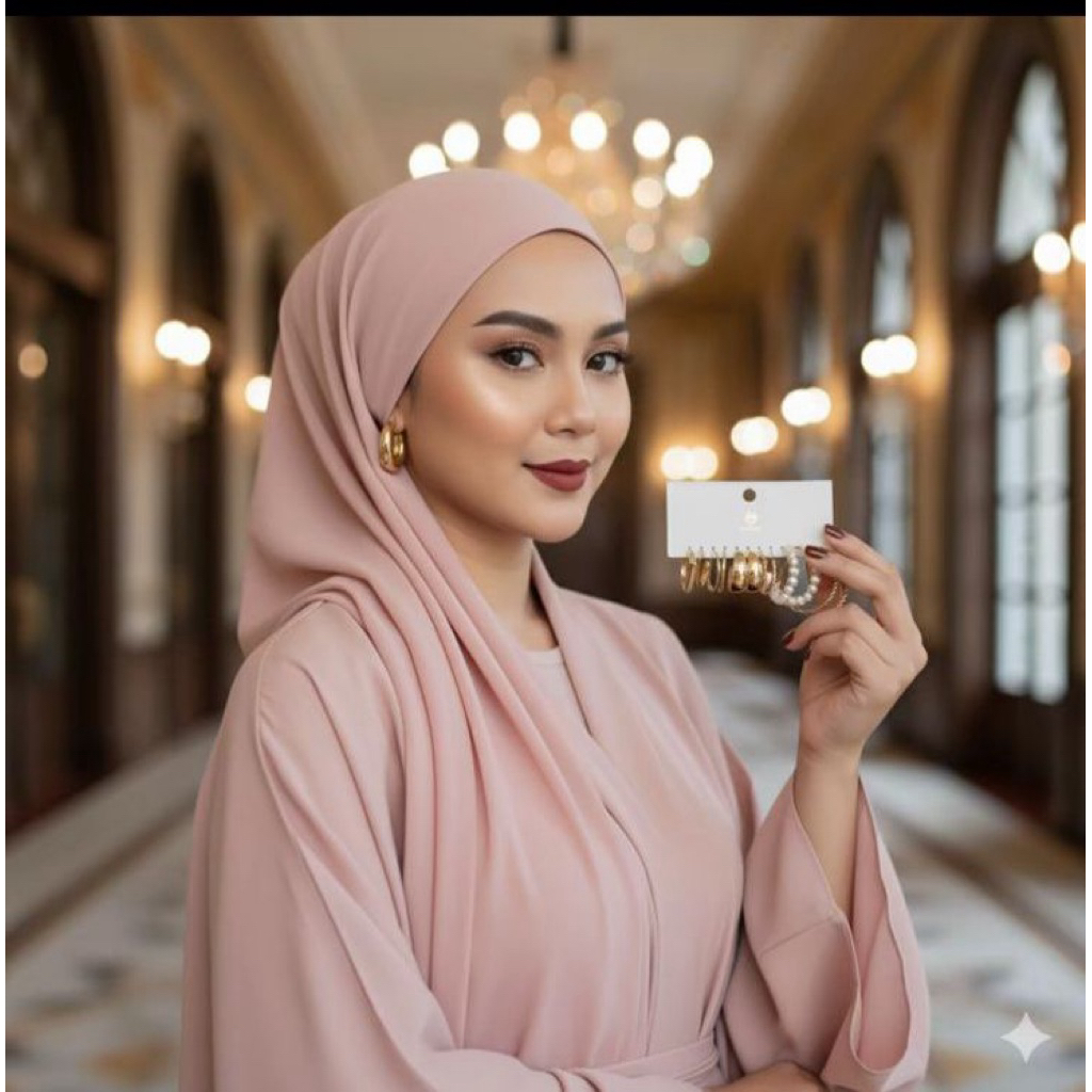 HIJAB EARRINGS SET 6 ชิ้น สีทอง HIJAB EARRINGS