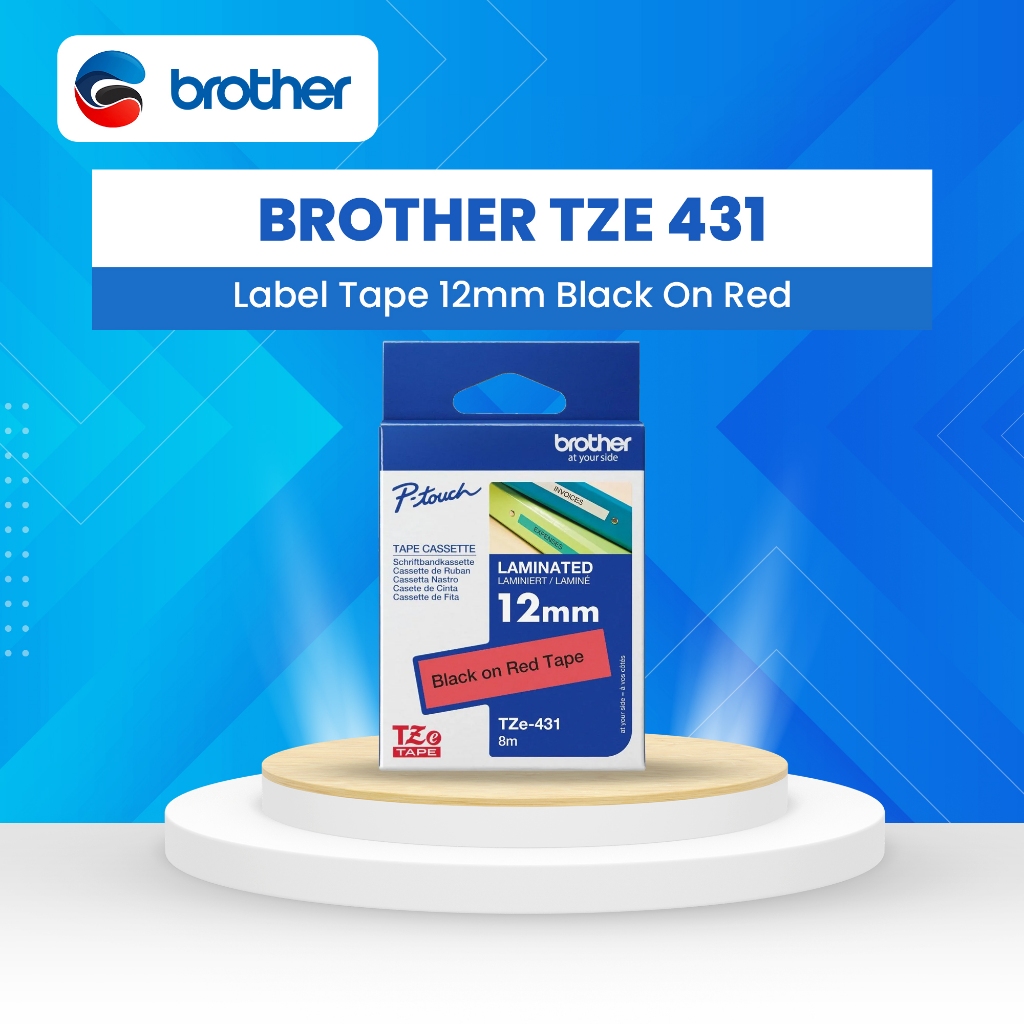 BROTHER Label Tape TZE 431 12mm สีดําบนแดง