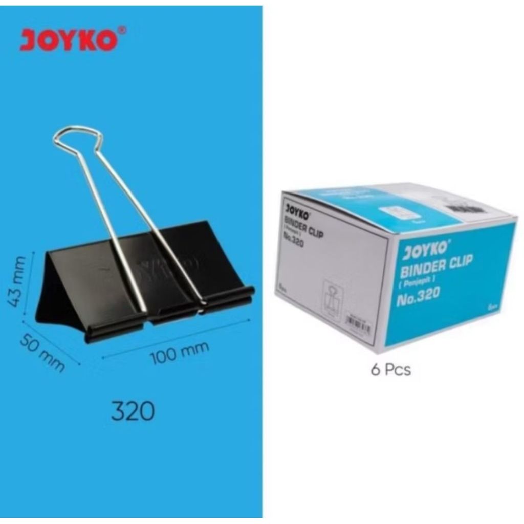 Joyko Binder Clip No.320/Paper Clip/Clamp/Joyko Binder Clip (1 แพ็ค/6 ชิ้น)