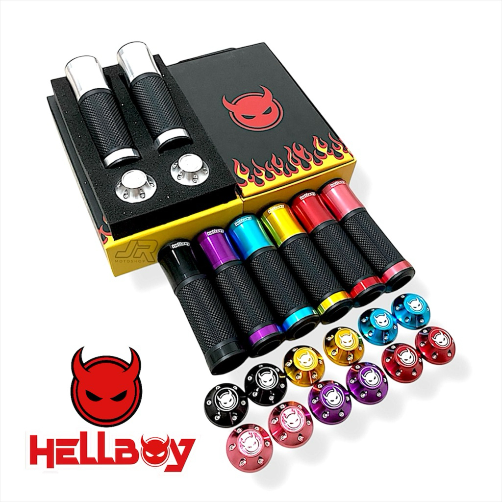 HELLBOY Handgrip Bar End Set รุ่น Zelioni CNC Vespa Sprint Primavera S LXV GTS GTV Universal Motor /