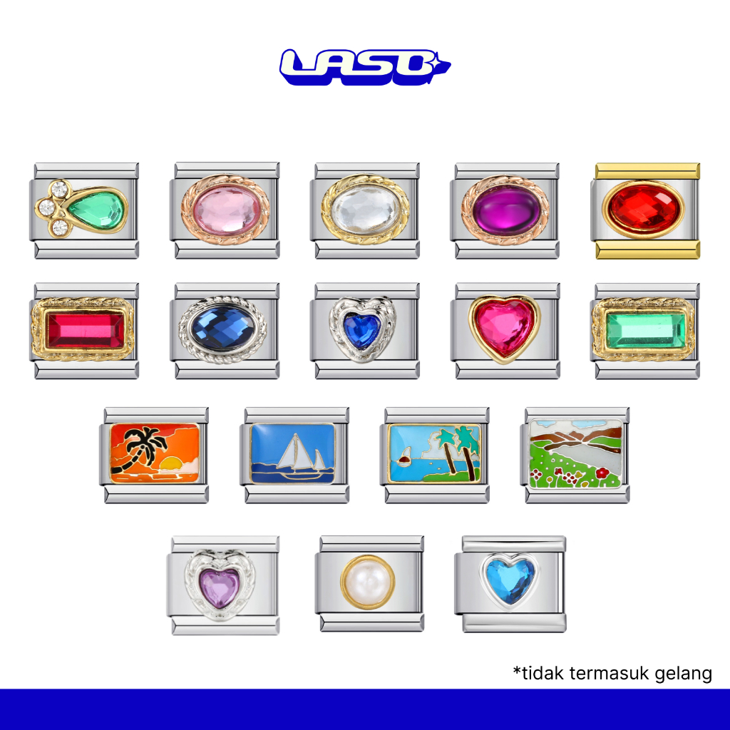 LASO Crystal & View Charm - สร้อยข้อมือชาร์มอิตาลี Stainless Steel Y2K Vintage Bracelet